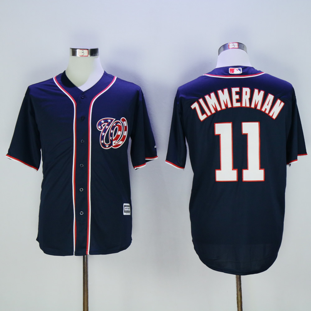 Men Washington Nationals #11 Zimmerman Blue MLB Jerseys